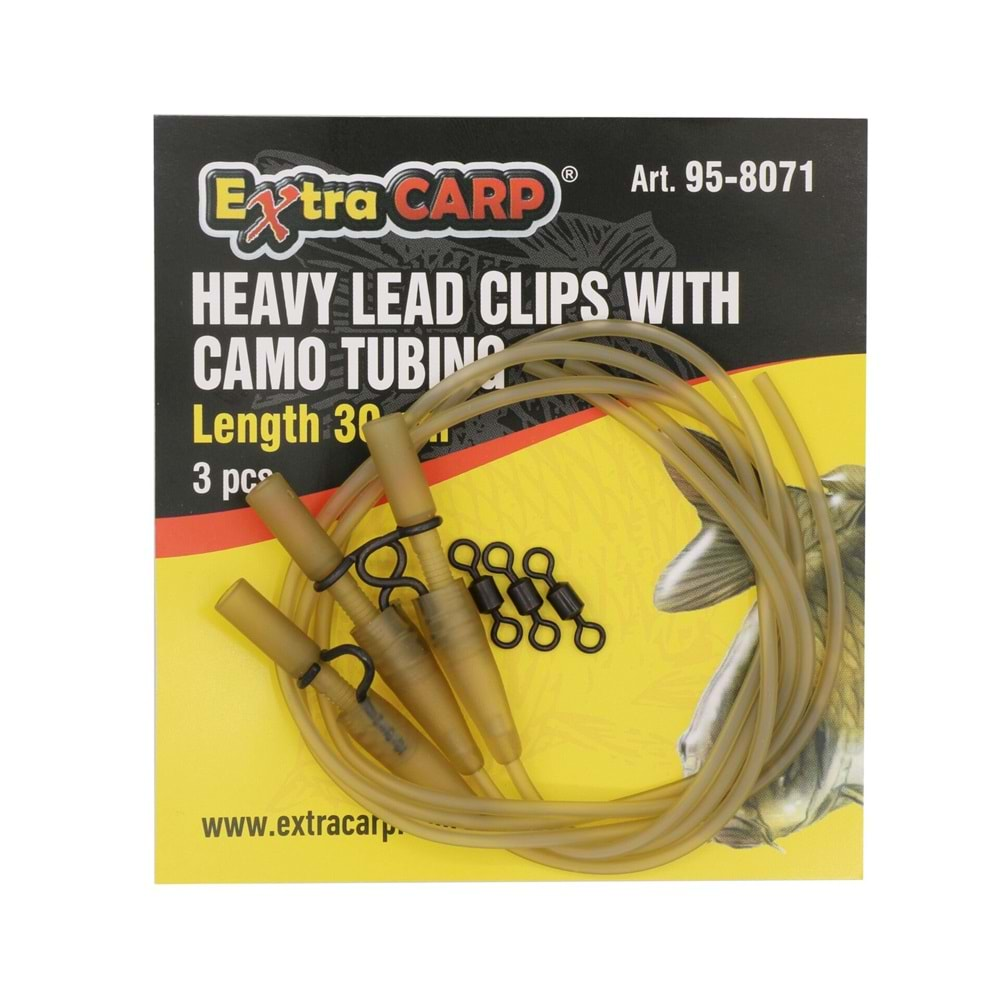 Extra Carp Heavy Lead Clips With Camo Tubing 3 pcs