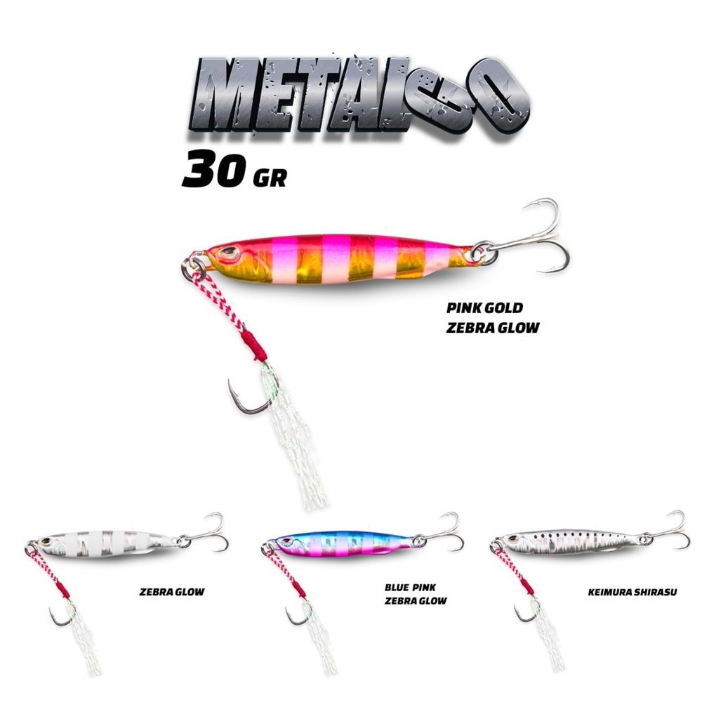 Fujin Metal GO 30gr 72mm Jig Yem Blue Pink Zebra Glow