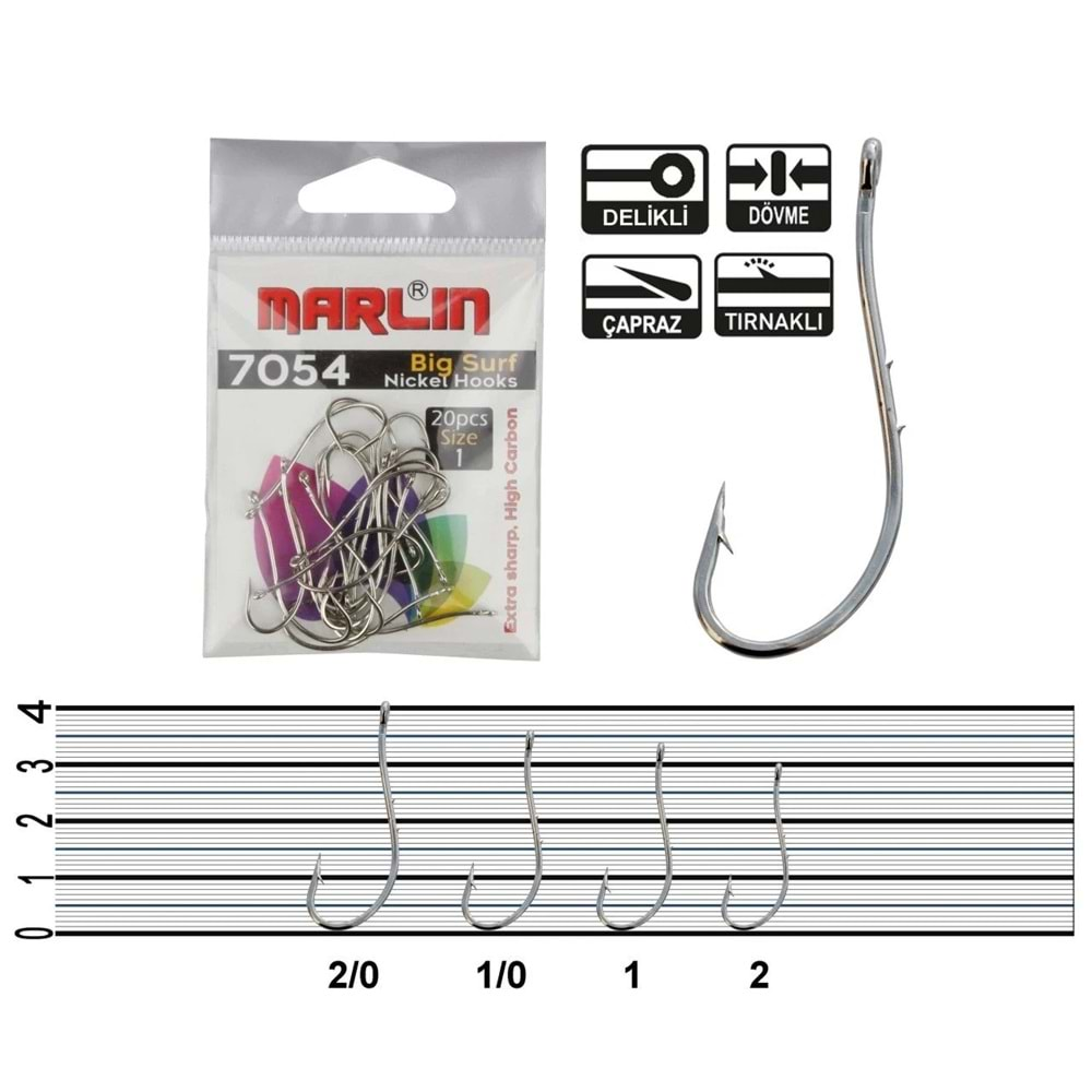 Marlin Code 7054 Nickel İğne Size 1/0