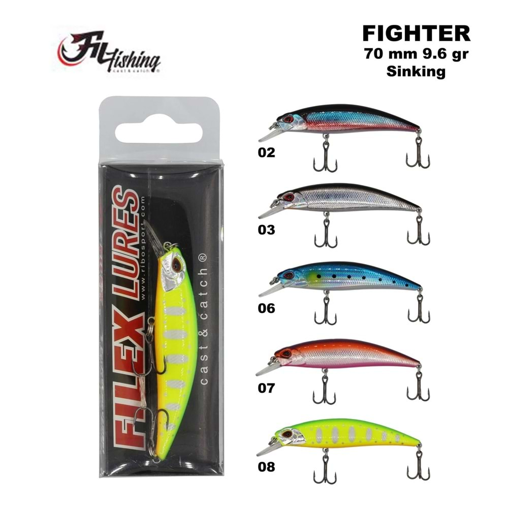 Filex Lures Fighter Sinking Maket Balık 70 mm 9.6 gr 02