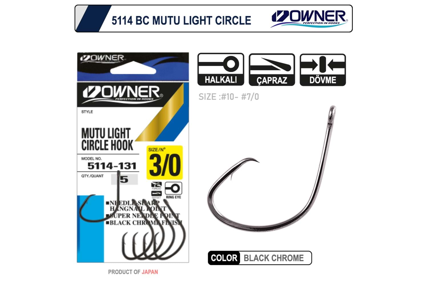 Owner 5114 Mutu Light Black Chrome İğne