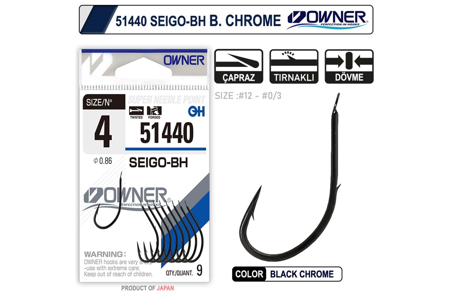 Owner 51440 Seigo-Bh Black Chrome İğne
