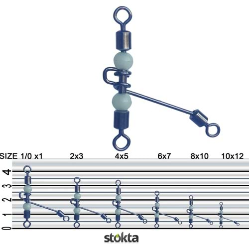 Kaido FRD-302 Inox Boncuk Uzun Bilyalı 3lü Fırdöndü 10lu Size: 1/0x1