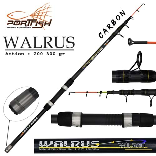 Portfish Walrus Teleskopik Tekne Kamışı 185 cm 200-300 gr