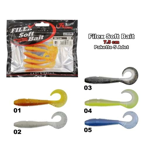 Filex Soft Bait Orak Kuyruklu Silikon Balık 7.5 cm 01